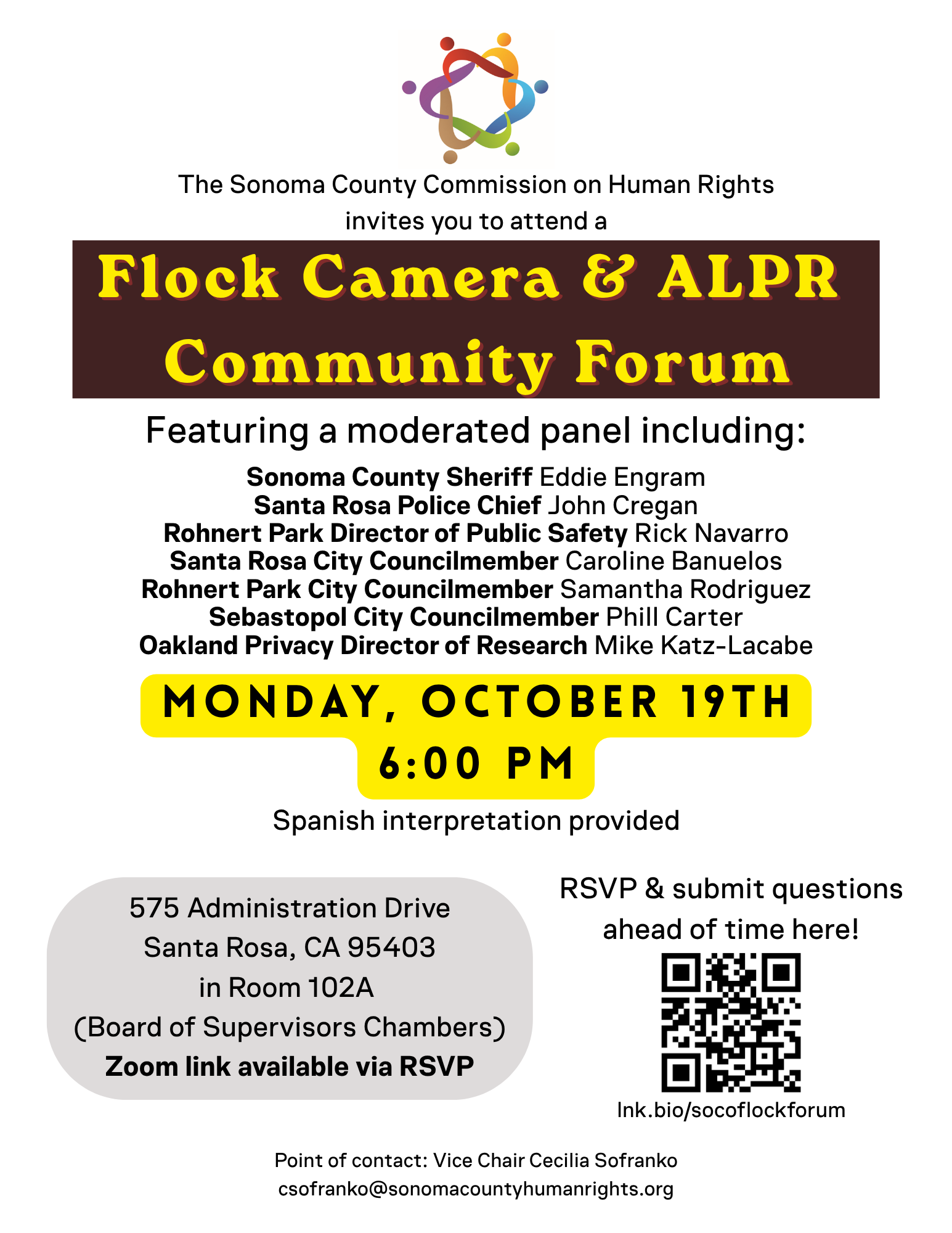 Flock Camera & ALPR Community Forum Flyer
