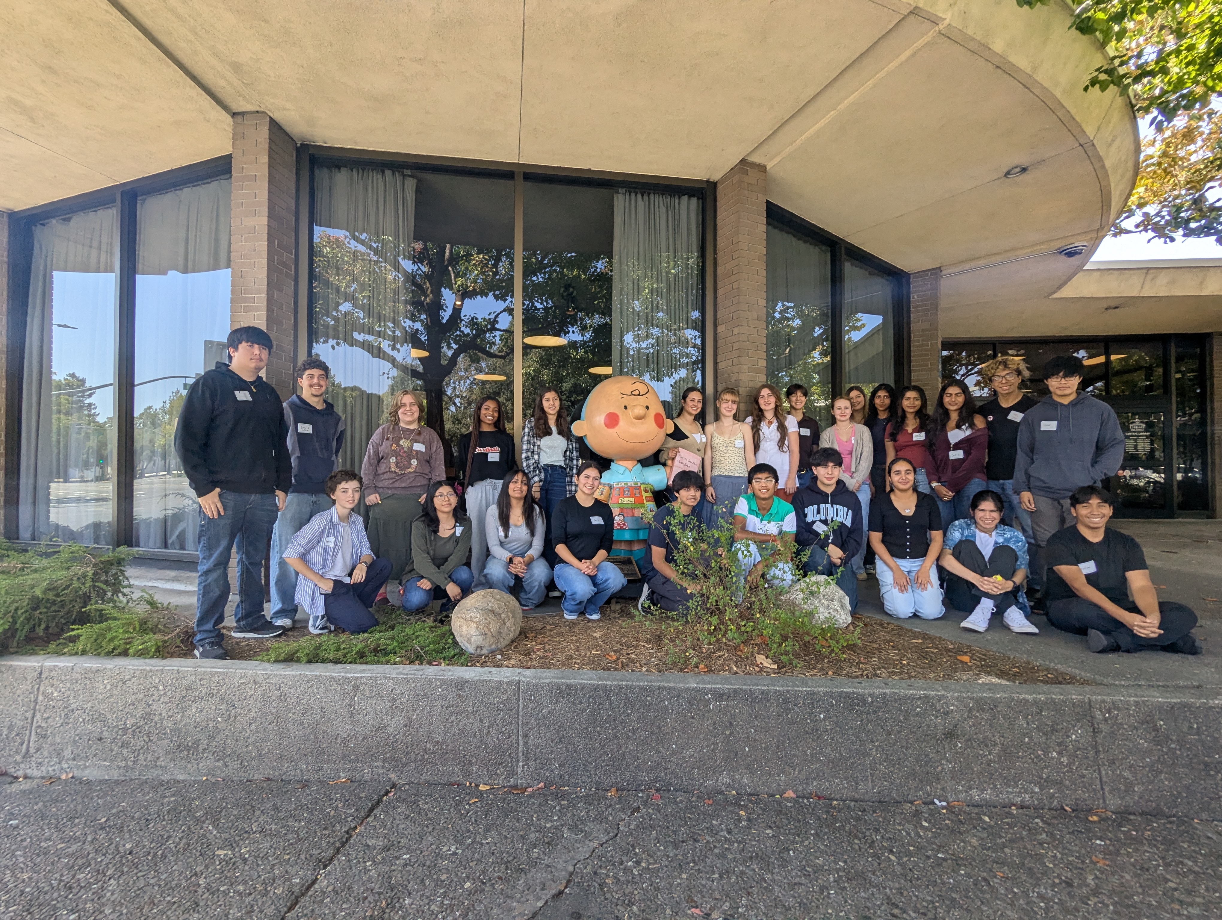 Junior Commissioners in front of the central library in Santa Rosa