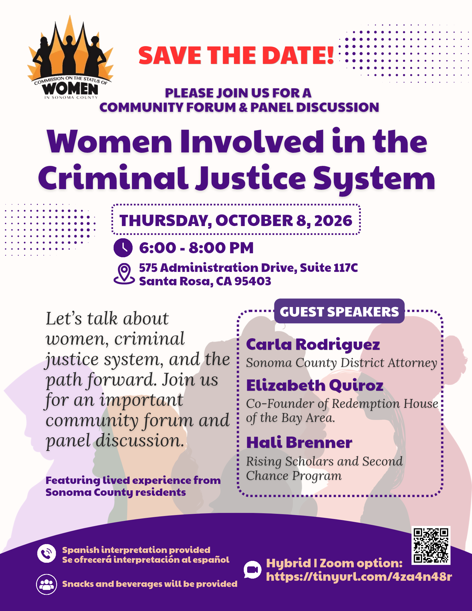 Women Involved in the Criminal Justice System Forum flyer