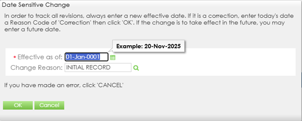 Date Sensitive Change window