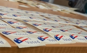 Rows of 'I Voted' stickers