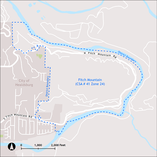 map of Fitch Mountain water system boundaries