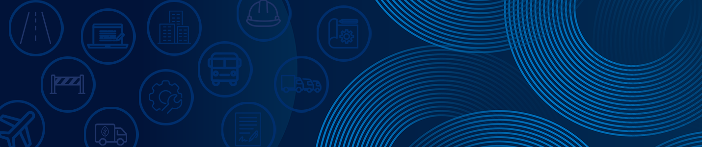 Abstract graphic with icons depicting various divisions within Public Infrastructure