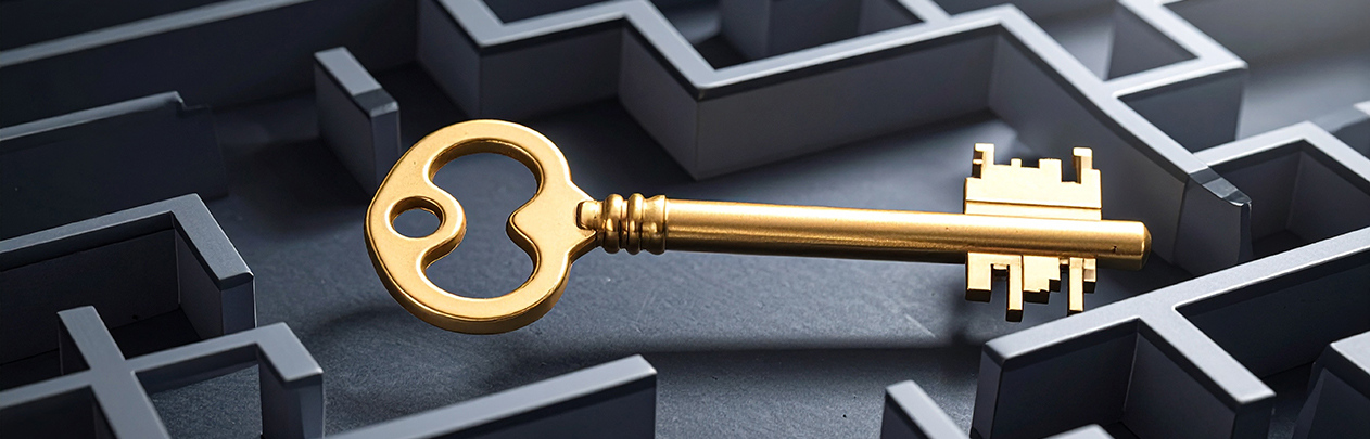 a maze with a key in the middle of it