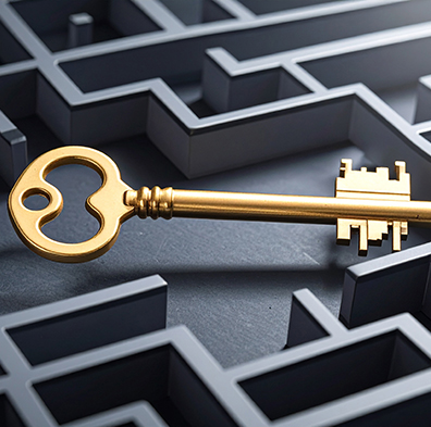 a maze with a key in the center