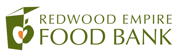 Redwood Empire Food Bank logo that has a bag with an apple on the bag
